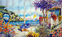 Beach, sailboats and house