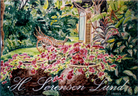 oriental garden with flowers