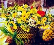 Flowers in wicker