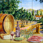 Ham, wine and olives