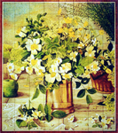 Flowers and apple