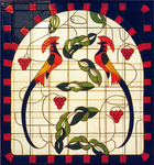 Oiseaux éxotiques. Faïence qui imite le vitrail