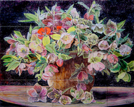 Fleurs dans pot céramique