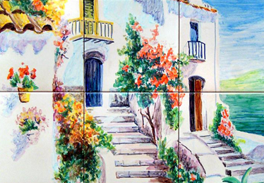 Summer landscape of a house in the Costa delSol. ANGULO CERAMIC ART